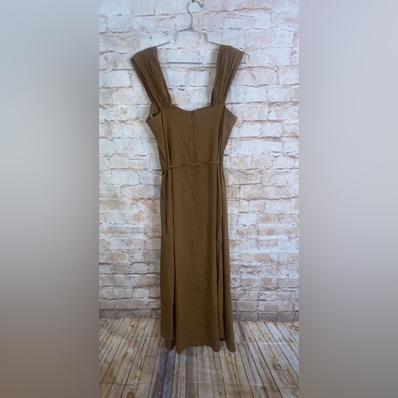 Vince Poet-Strap Linen Midi Dress w/ Waist Tie Size XS - Picture 7 of 10